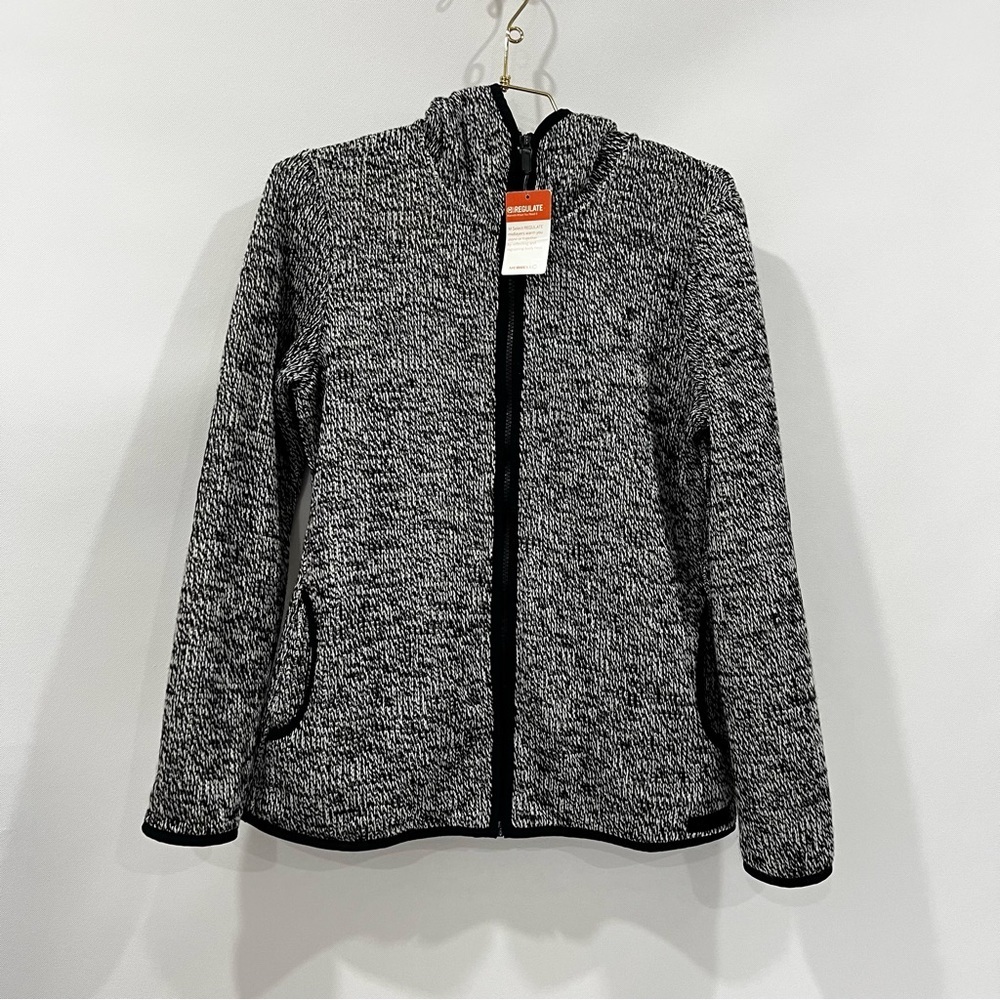 Merrell Transition Sz. Medium Black/White Knit Sherpa Fleece Lined Hooded Jacket